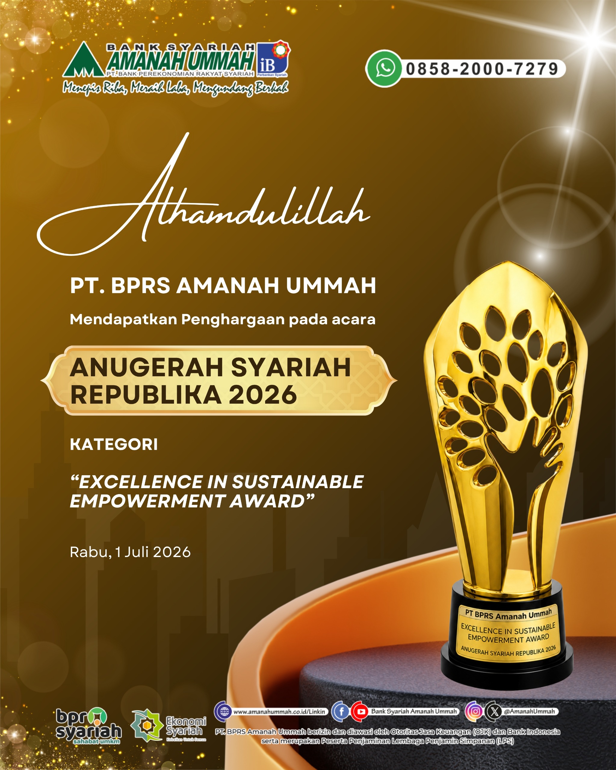BPRS Syariah Amanah Ummah Raih Penghargaan